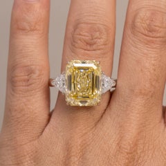 8.36 Carat Fancy Yellow VVS1 Cut-Cornered Rectangular Modified Brilliant Diamond