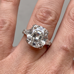 7.13 Carat H VS1 Old Mine Brilliant Diamond White Gold Ring