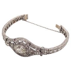 Magnificent 8 Carat Total Weight Art Deco Diamond Platinum Bracelet