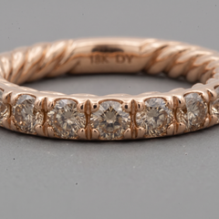 David Yurman Cognac Diamond Eternity Band Ring 18k Rose Gold