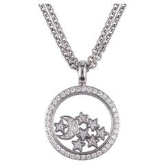 Collier Chopard avec pendentif « Happy Diamonds Moon Stars » en or blanc 18 carats