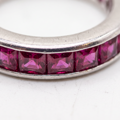 Retro 2 Carat Natural Burma Ruby Platinum Eternity Band Ring