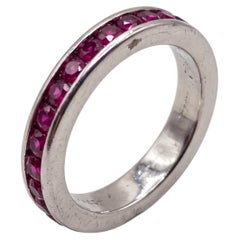 Retro 2 Carat Natural Burma Ruby Platinum Eternity Band Ring