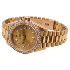 Rolex Oyster Perpetual 18k Yellow Gold Diamond Bezel and Dial Wrist Watch