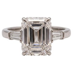 5.01 Carat D Internally Flawless Emerald Diamond White Gold Ring