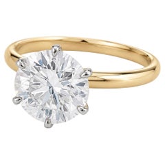 GIA-zertifizierter Ring aus Gelb- und Weißgold mit einem runden Brillanten von 2 Karat, H VS2