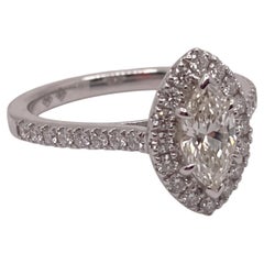 18k White Gold Marquise Diamond East-West Halo Ring