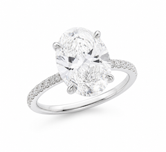 Anello di fidanzamento in oro bianco con diamante ovale brillante da 4,03 carati, certificato GIA, D VS1