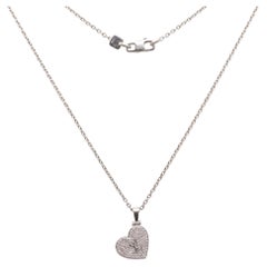 Louis Vuitton Diamond Pave Heart Locket 18k White Gold Pendant Necklace