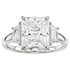 GIA Certified 3.01 Carat D VS1 Cut-Cornered Rectangular Diamond Ring