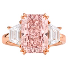 GIA Certified 2.24 Carat Fancy Pink-Brown VS2 Radiant Diamond Rose Gold Ring