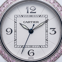 Cartier Pasha 18k White Gold Factory-Set Pink Diamond Bezel Wrist Watch