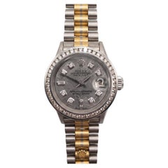 Montre Rolex Datejust en or blanc 18 carats, modèle Tridor, avec cadran personnalisé en diamant et météorite