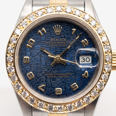 Rolex Datejust 18k Yellow Gold Steel Diamond Bezel Wrist Watch