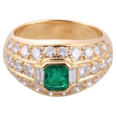 Cartier Colombine Emerald & Diamond 18k Yellow Gold Cocktail Ring
