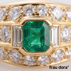 Cartier Colombine Emerald & Diamond 18k Yellow Gold Cocktail Ring