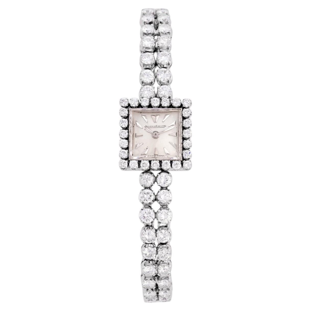 Jaeger-LeCoultre jewelry watch in 18k white gold full diamonds tennis bracelet