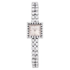 Jaeger-LeCoultre-Schmuckuhr aus 18-karätigem Weißgold mit einem vollständig mit Diamanten besetzten Tennisarmband