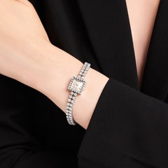 Jaeger-LeCoultre-Schmuckuhr aus 18-karätigem Weißgold mit einem vollständig mit Diamanten besetzten Tennisarmband