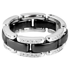 CHANEL Ultra Ring, 18K White Gold & Black Ceramic, 0.22ct Diamonds