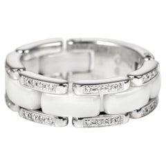 CHANEL Ultra ring in 18k white gold, white ceramic, and diamonds