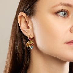 BULGARI Astrale 18k Gold Earrings with Diamonds & Gemstones, 2010