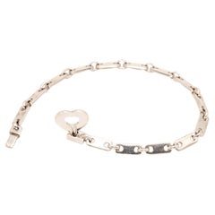 1997 Cartier 18K White Gold Link Bracelet with Heart Shape Key