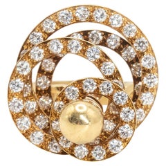 1972 Norman Teufel 18K Yellow Gold Diamond Motion Ring