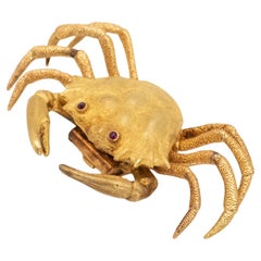 M. Buccellati 18K Yellow Gold Crab Fur Clip Brooch