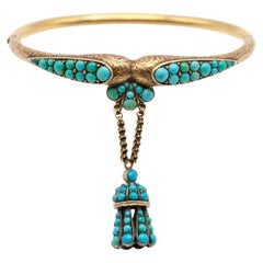 Bracelet victorien en or jaune 18 carats avec turquoise