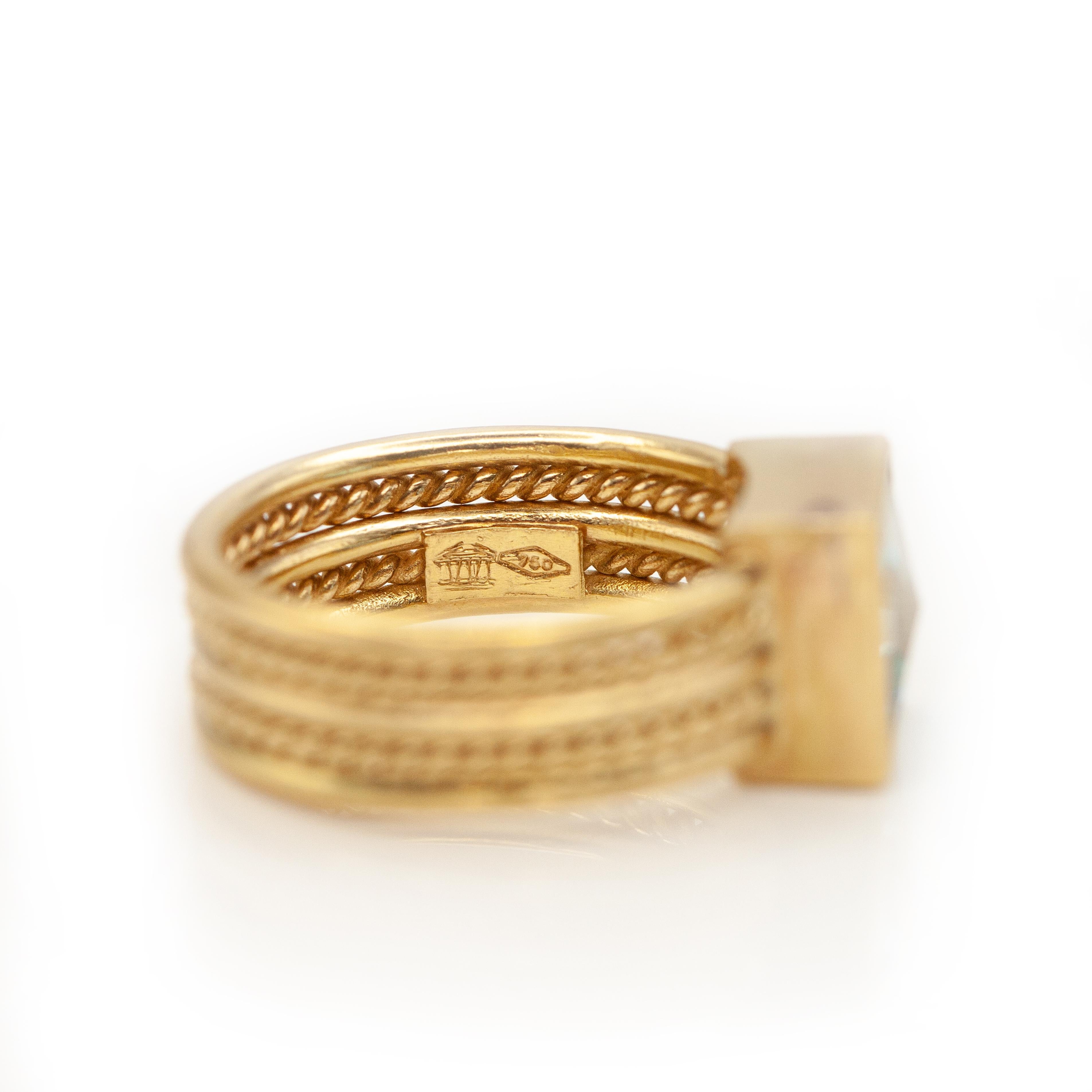 Temple St. Clair 18K YG Quadratischer Topas Ring im Zustand „Hervorragend“ im Angebot in New York, NY