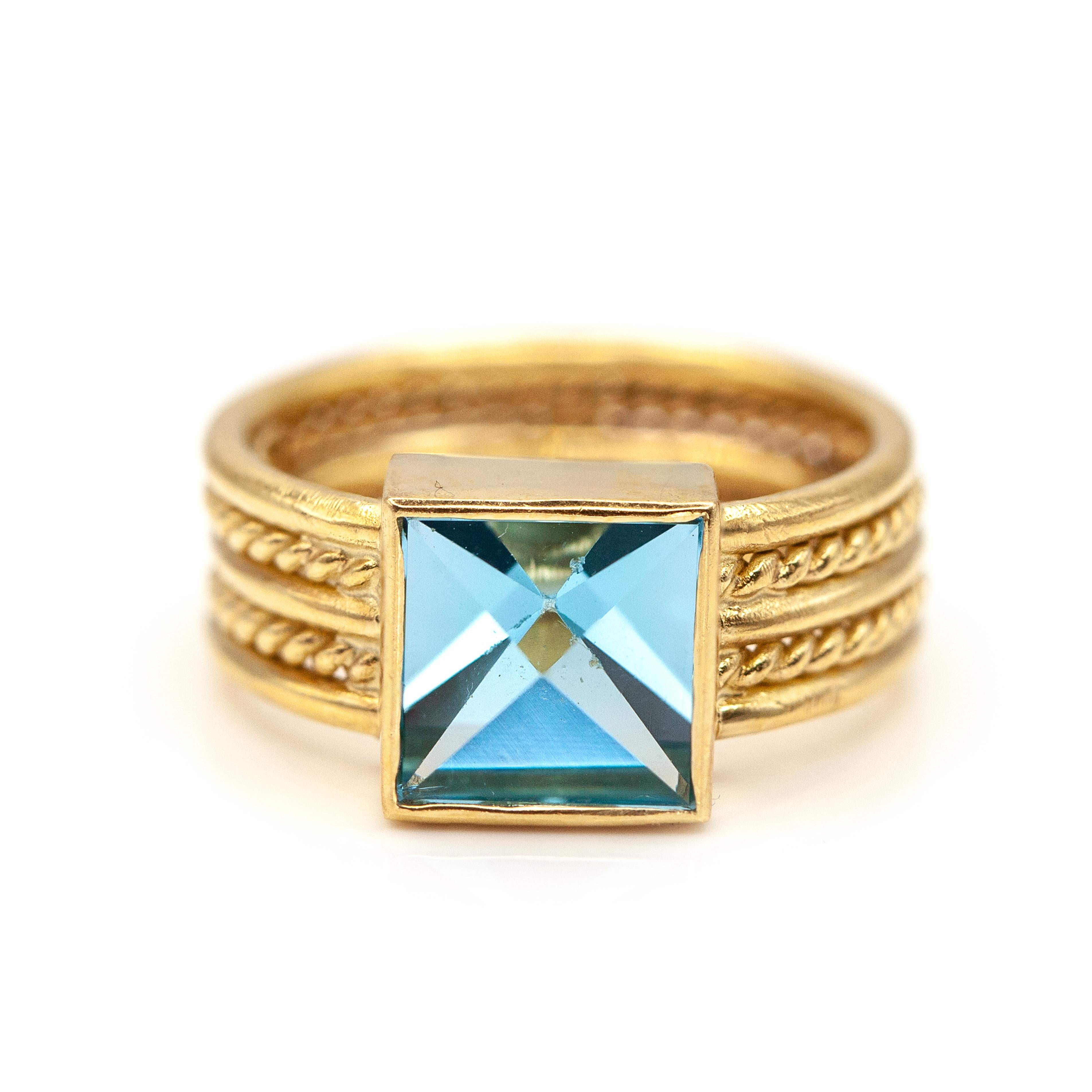 Temple St. Clair 18K YG Quadratischer Topas Ring für Damen oder Herren im Angebot
