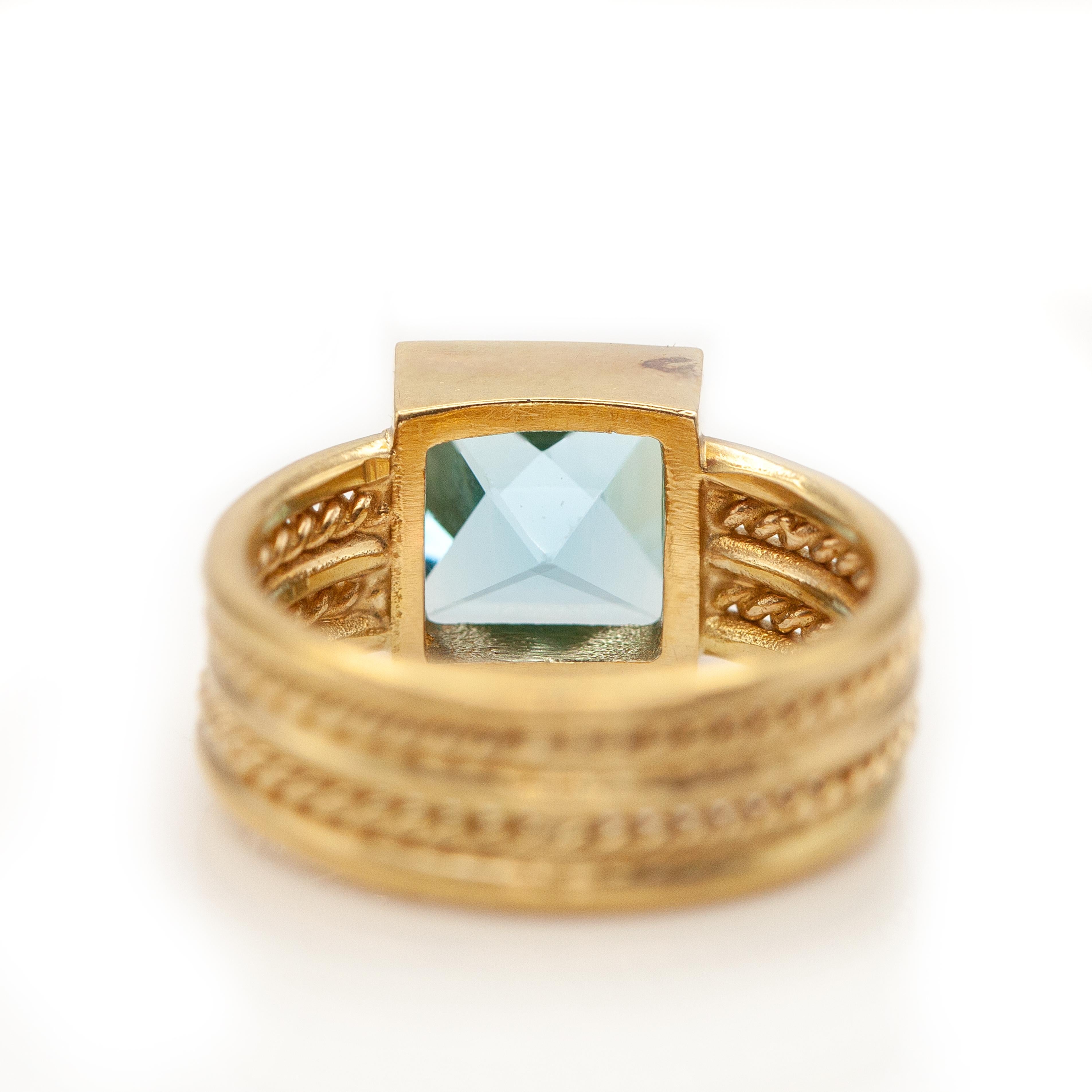 Temple St. Clair 18K YG Quadratischer Topas Ring im Angebot 1