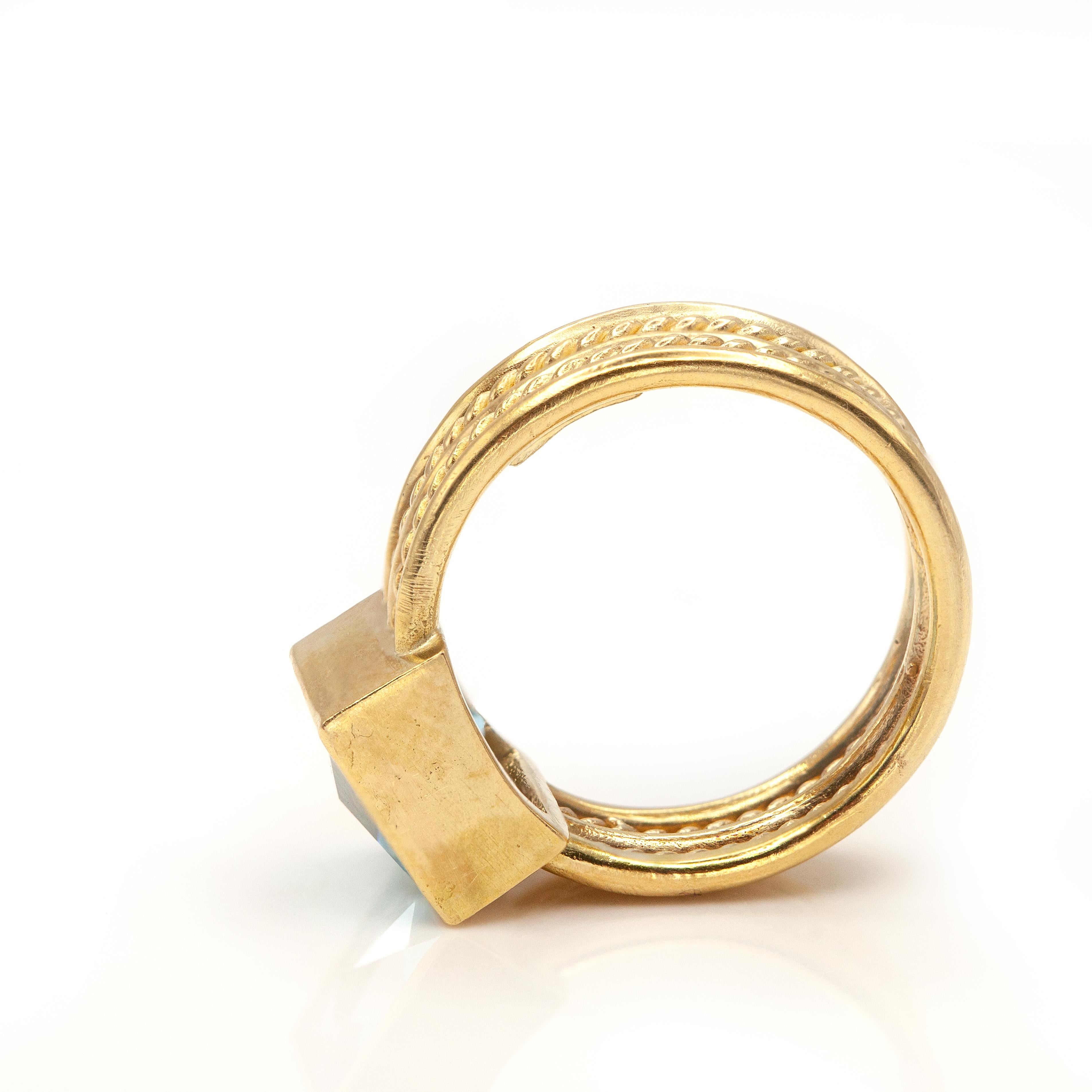 Temple St. Clair 18K YG Quadratischer Topas Ring im Angebot 3