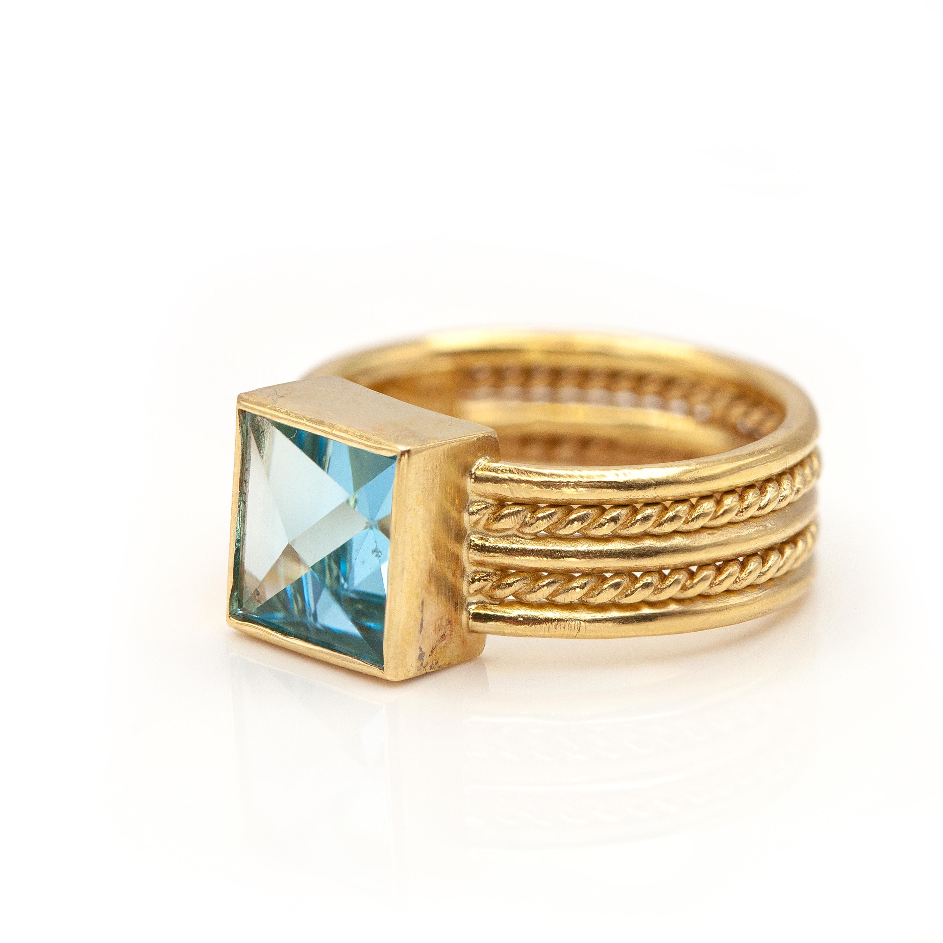 Temple St. Clair 18K YG Quadratischer Topas Ring im Angebot 4