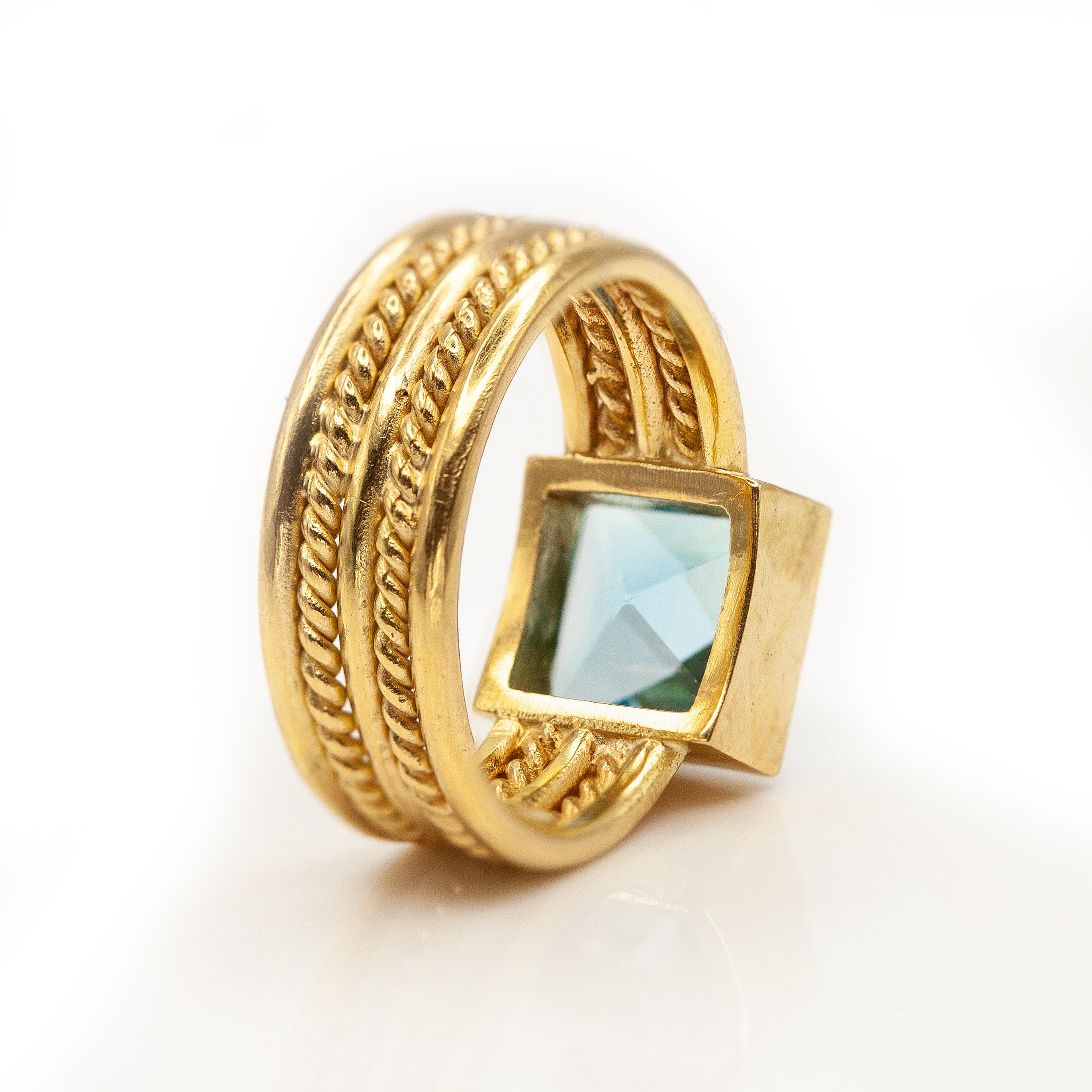 Temple St. Clair 18K YG Quadratischer Topas Ring im Angebot 2