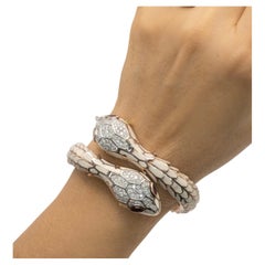 Alexis NY 18K Sterling Diamond Ruby Enamel Serpent Wrap Bracelet Watch