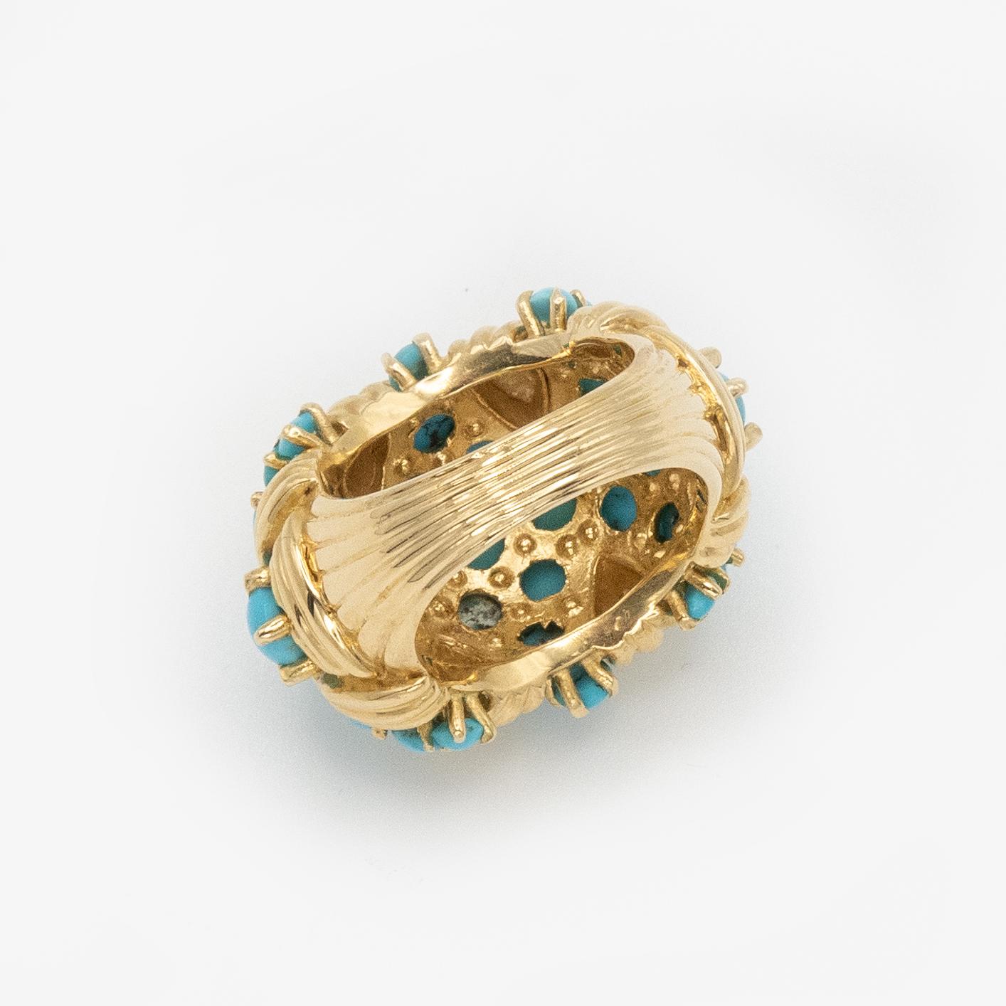 Anello a cupola in turchese persiano d'epoca in oro giallo 18 carati in vendita 2