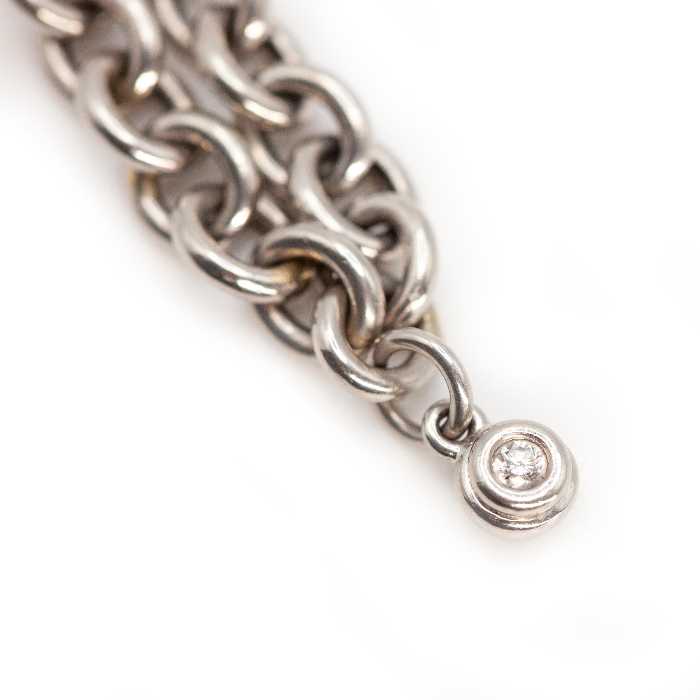 Moderno Scott Kaye, braccialetto con diamante e cuore in platino, con chiusura a scatto in vendita
