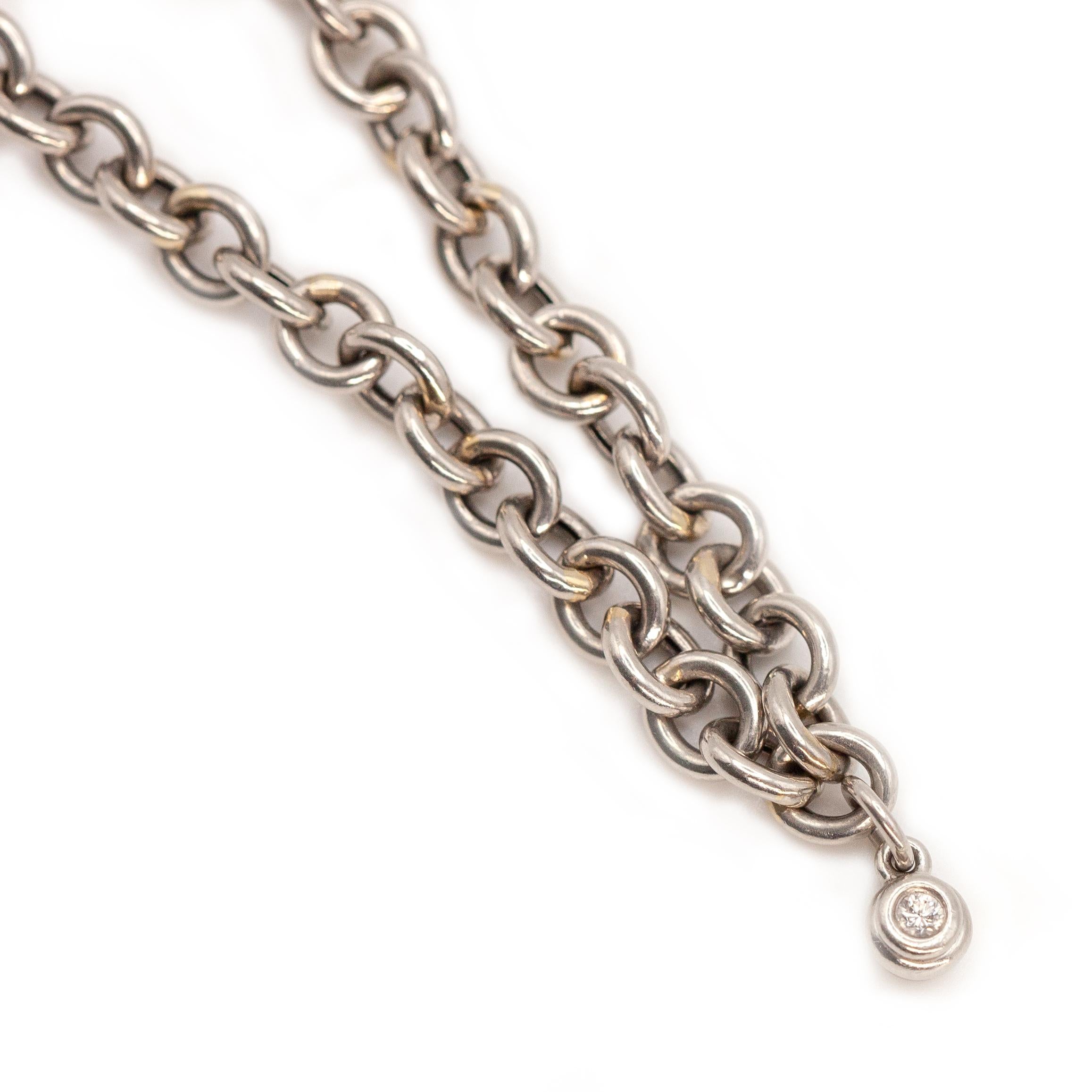 Taglio brillante Scott Kaye, braccialetto con diamante e cuore in platino, con chiusura a scatto in vendita