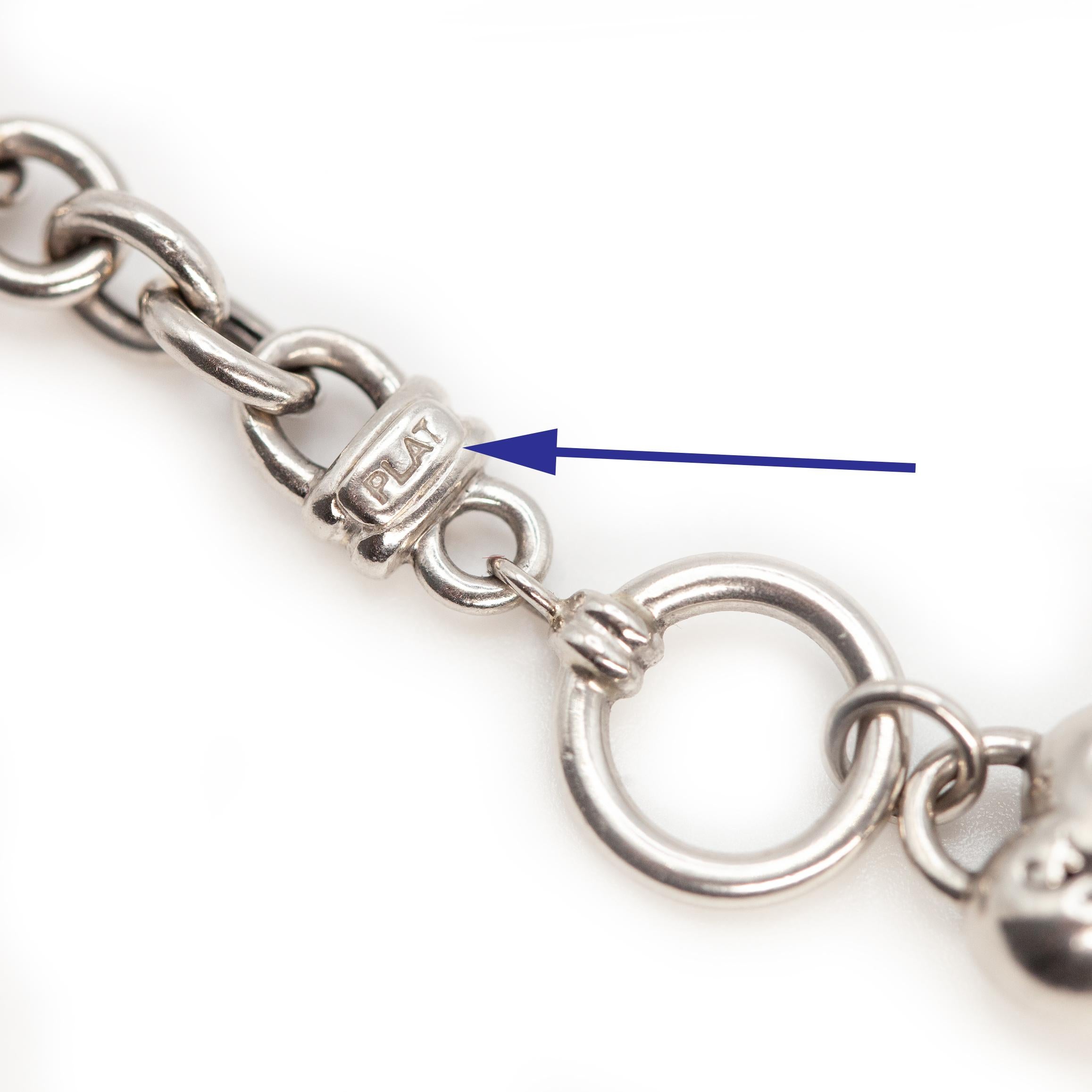 Scott Kaye, braccialetto con diamante e cuore in platino, con chiusura a scatto in vendita 2