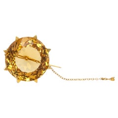 Antiguo broche de oro amarillo de 18 quilates con citrino de 1918