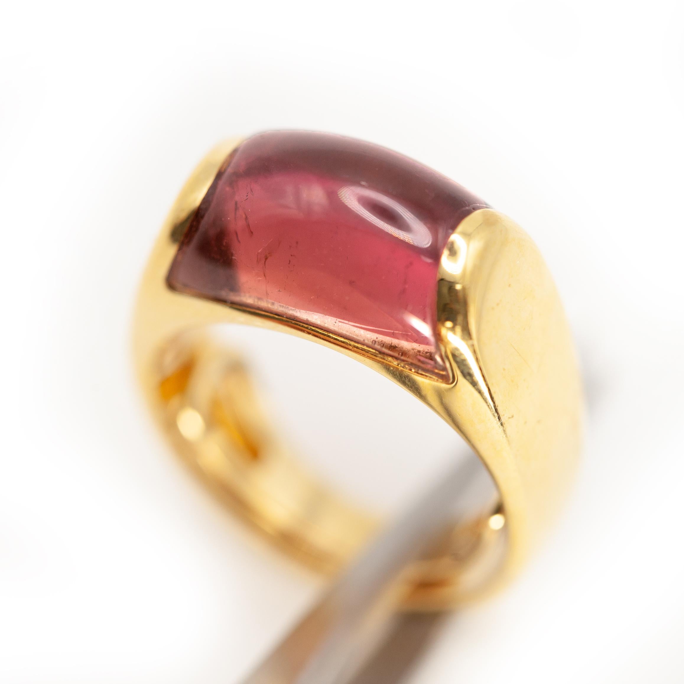 Bague Bulgari Tronchetto en or jaune 18 carats avec rubellite en vente 3