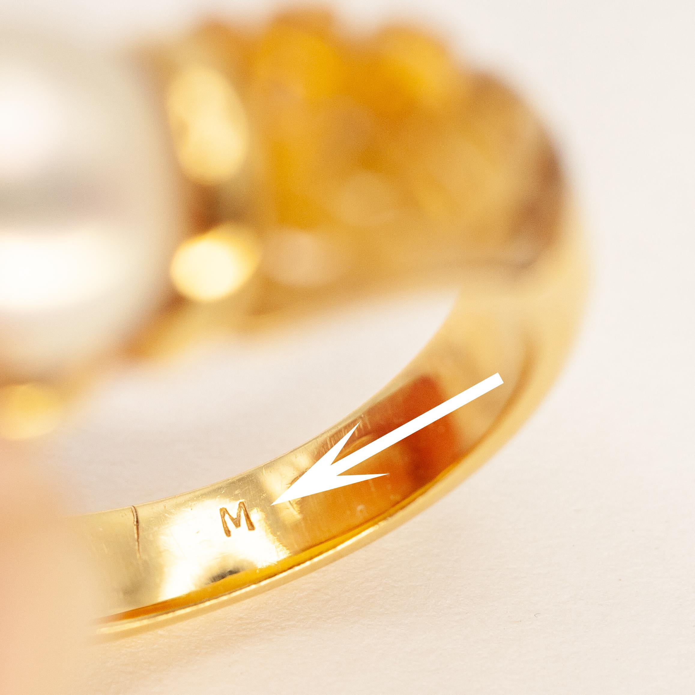 Fred Paris Bague en or jaune 18K avec perle de citrine sculptée en vente 2