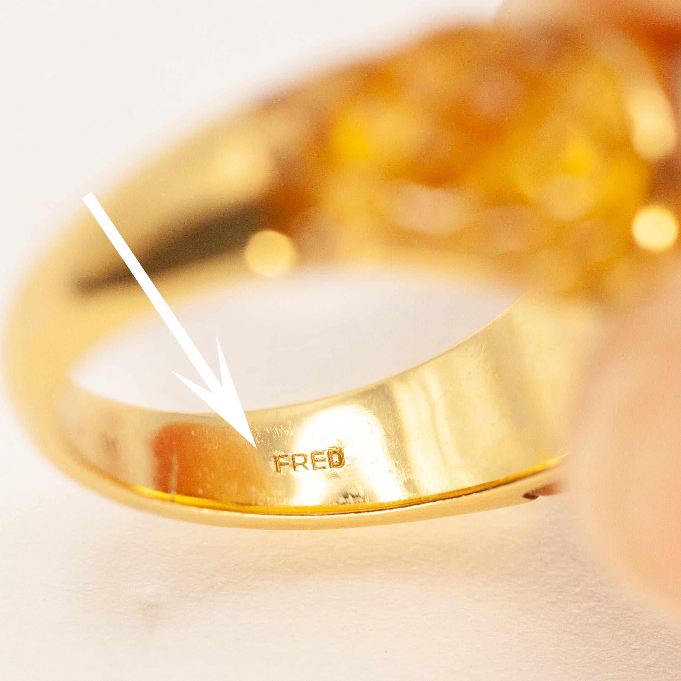 Fred Paris Bague en or jaune 18K avec perle de citrine sculptée en vente 3