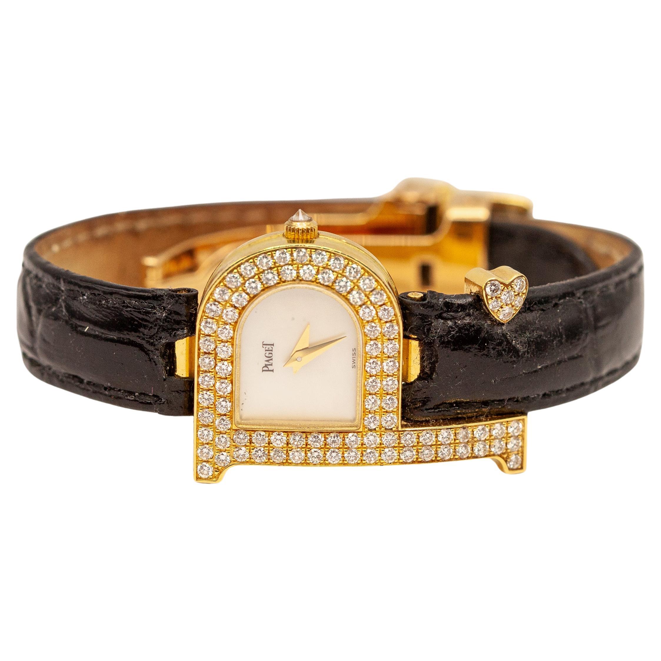 Piaget 18K Gelbgold Diamant "P" Armbanduhr