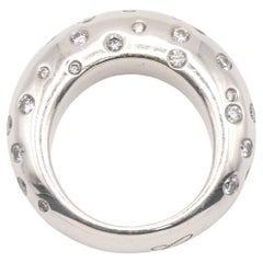 18K White Gold Diamond Dome Band Ring