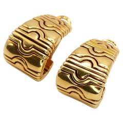 Orecchini a cerchio grandi e larghi Bulgari Parentesi vintage in oro giallo 18 carati