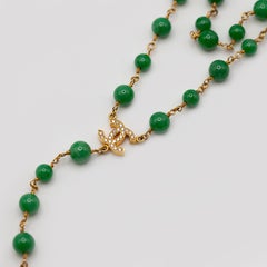 Custom 18 Karat Gold GIA Certified Jadeite Jade Diamond Rosary Style Necklace