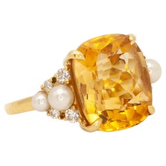 Seaman Schepps Cocktailring aus 18-karätigem Gold mit einem 7,80-Karat-Citrin, einer Perle und Diamanten